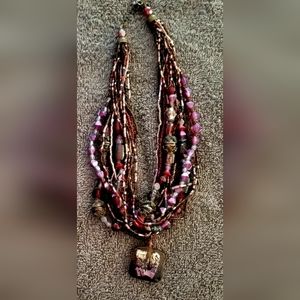 NEW handmade beaded and pendant necklace  (benefits 503c animal rescue)